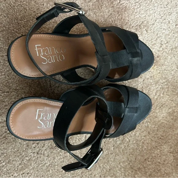 Franco Sarto Black Strappy Wedges - Picture 4 of 5